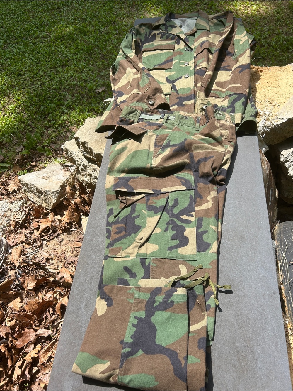 Classic Woodland Camo Military Jacket & Cargo Pants